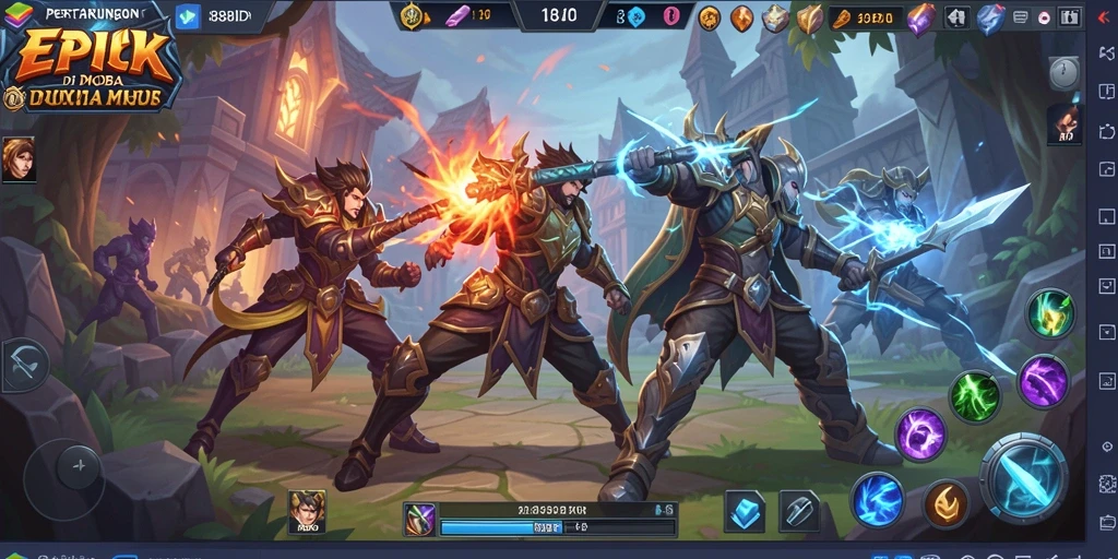 Tangkapan layar gameplay 888IDR menampilkan aksi penuh strategi dan pertarungan.