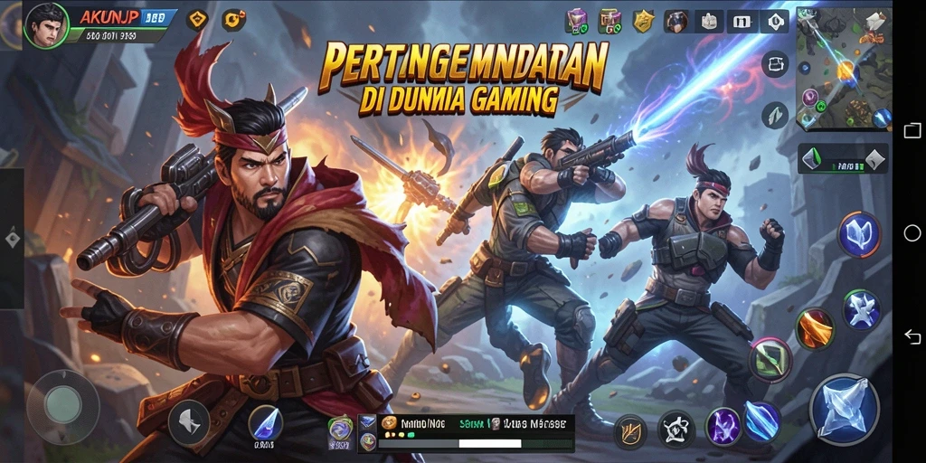 Tampilan gameplay seru AKUNJP dengan pertarungan yang intens dan karakter dinamis.