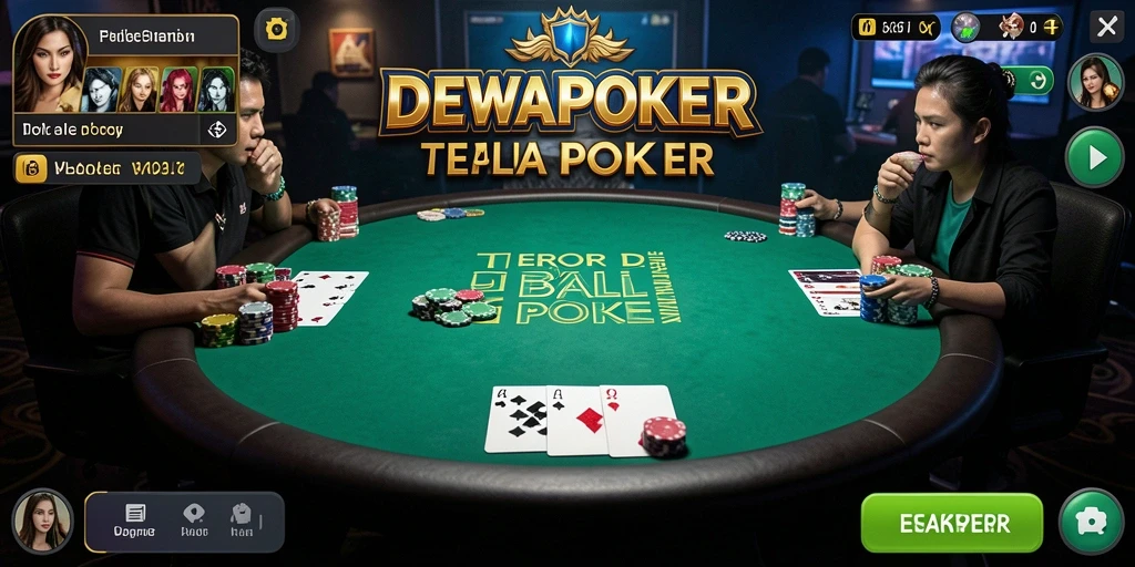 Screenshot gameplay DEWAPOKER yang menunjukkan suasana horor yang mencekam.