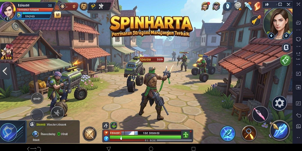 Screenshot SPINHARTA menunjukkan aksi pertempuran seru dalam game SLG.
