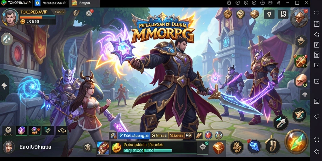 Screenshot gameplay <strong>TOKOPEDIAVIP</strong> dengan karakter beraksi di dunia fantasi.